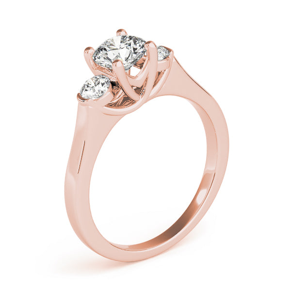 Dazzling Three-Stone Round Diamond Engagement Ring — 9K/18K Gold & Platinum