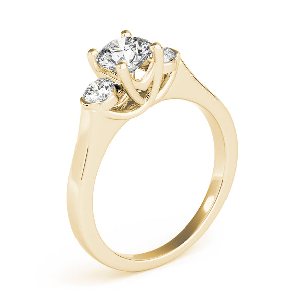Dazzling Three-Stone Round Diamond Engagement Ring — 9K/18K Gold & Platinum