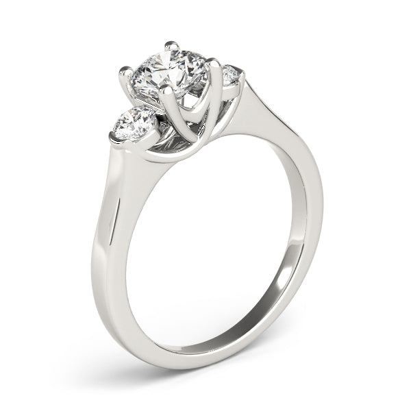 Dazzling Three-Stone Round Diamond Engagement Ring — 9K/18K Gold & Platinum