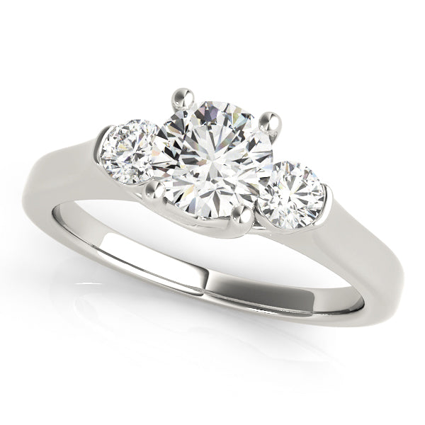 Dazzling Three-Stone Round Diamond Engagement Ring — 9K/18K Gold & Platinum