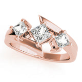 Pristine Three-Stone Princess Diamond Engagement Ring — 9K/18K Gold & Platinum