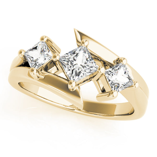 Pristine Three-Stone Princess Diamond Engagement Ring — 9K/18K Gold & Platinum
