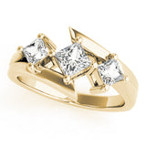 Pristine Three-Stone Princess Diamond Engagement Ring — 9K/18K Gold & Platinum