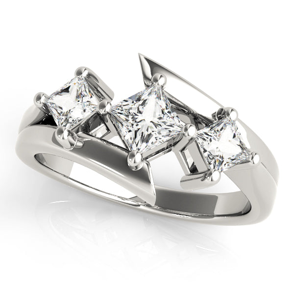 Pristine Three-Stone Princess Diamond Engagement Ring — 9K/18K Gold & Platinum