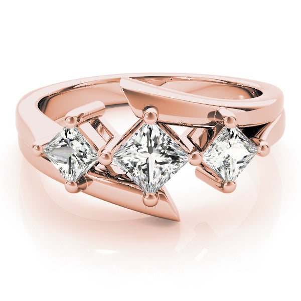 Pristine Three-Stone Princess Diamond Engagement Ring — 9K/18K Gold & Platinum