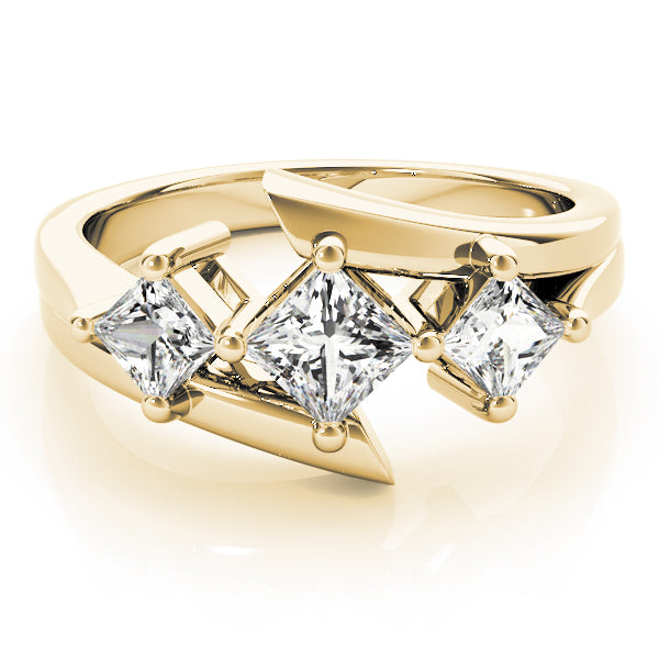 Pristine Three-Stone Princess Diamond Engagement Ring — 9K/18K Gold & Platinum