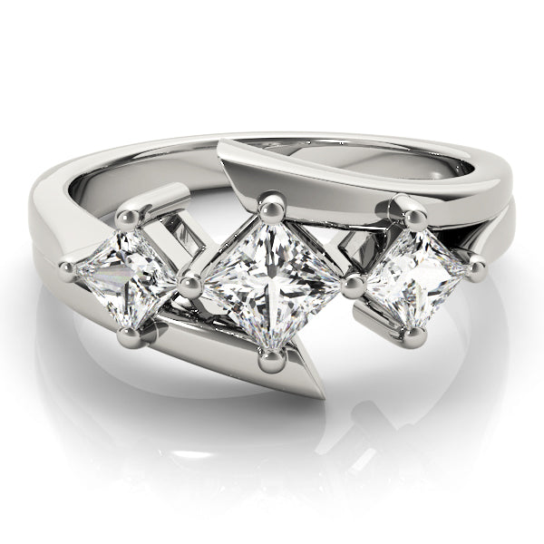 Pristine Three-Stone Princess Diamond Engagement Ring — 9K/18K Gold & Platinum
