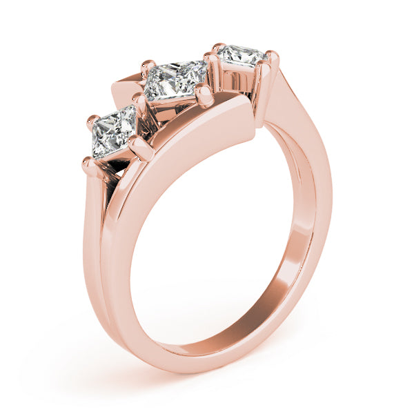 Pristine Three-Stone Princess Diamond Engagement Ring — 9K/18K Gold & Platinum