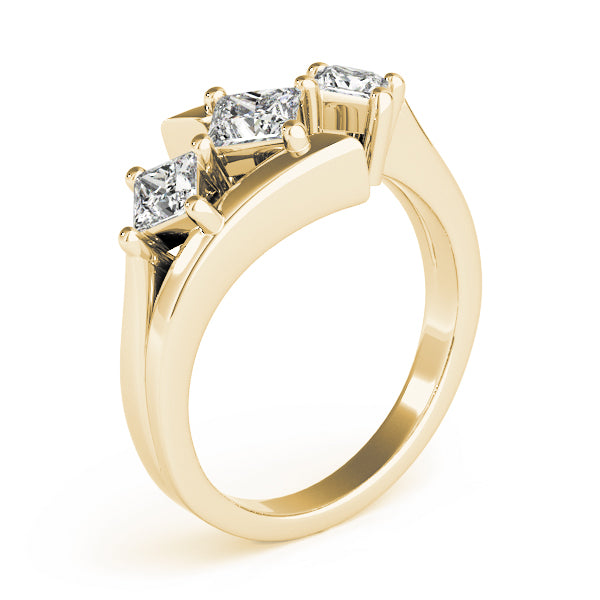 Pristine Three-Stone Princess Diamond Engagement Ring — 9K/18K Gold & Platinum
