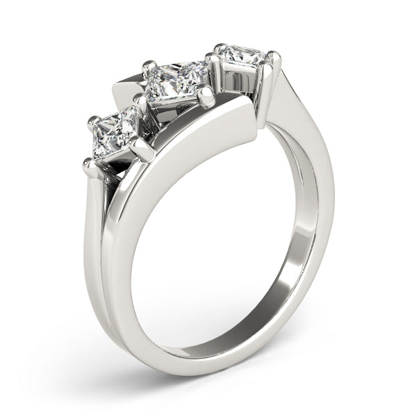 Pristine Three-Stone Princess Diamond Engagement Ring — 9K/18K Gold & Platinum