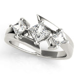 Pristine Three-Stone Princess Diamond Engagement Ring — 9K/18K Gold & Platinum
