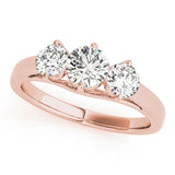 Devoted Three-Stone Round Diamond Engagement Ring — 9K/18K Gold & Platinum