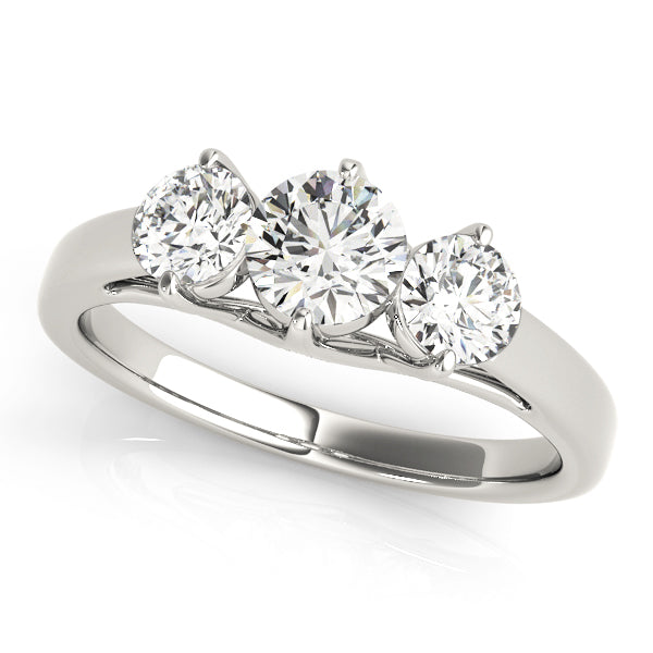Devoted Three-Stone Round Diamond Engagement Ring — 9K/18K Gold & Platinum