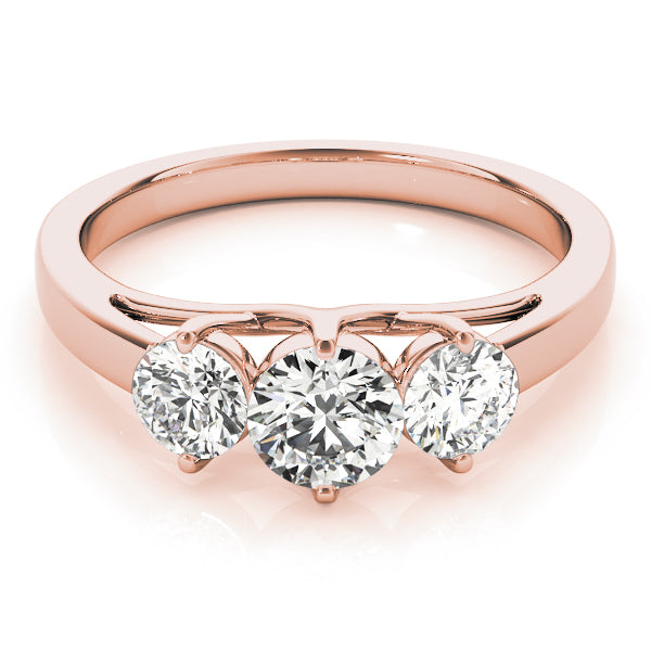 Devoted Three-Stone Round Diamond Engagement Ring — 9K/18K Gold & Platinum