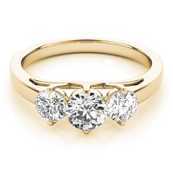 Devoted Three-Stone Round Diamond Engagement Ring — 9K/18K Gold & Platinum