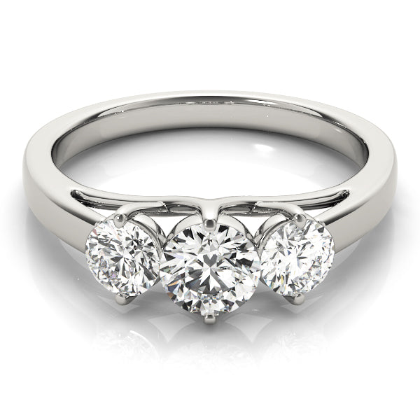 Devoted Three-Stone Round Diamond Engagement Ring — 9K/18K Gold & Platinum