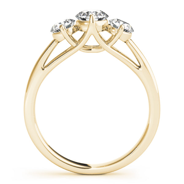 Devoted Three-Stone Round Diamond Engagement Ring — 9K/18K Gold & Platinum