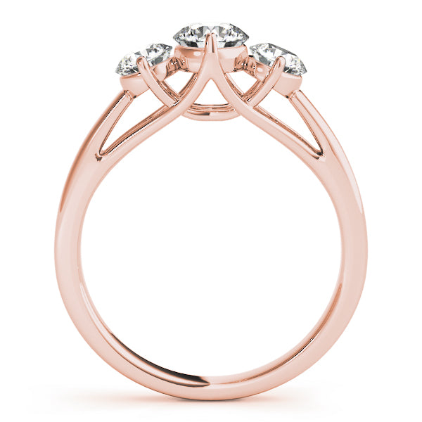 Devoted Three-Stone Round Diamond Engagement Ring — 9K/18K Gold & Platinum