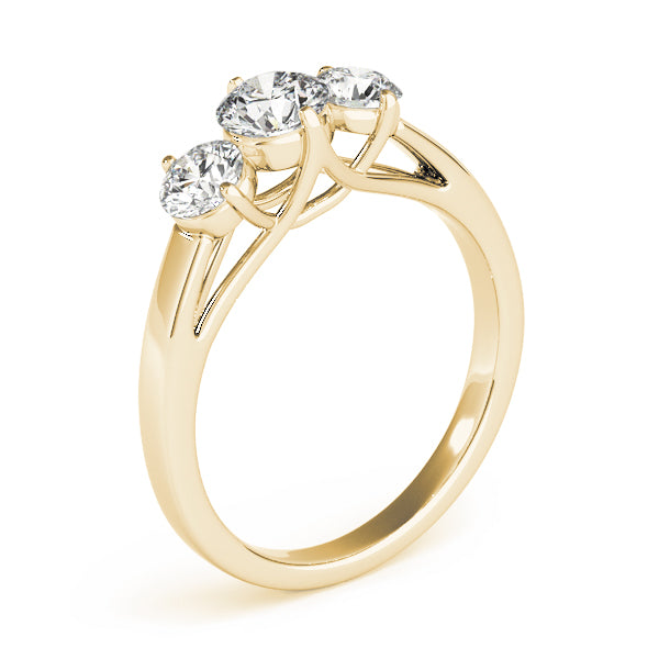 Devoted Three-Stone Round Diamond Engagement Ring — 9K/18K Gold & Platinum