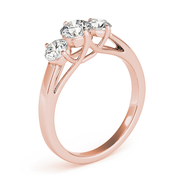 Devoted Three-Stone Round Diamond Engagement Ring — 9K/18K Gold & Platinum