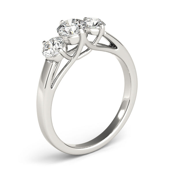 Devoted Three-Stone Round Diamond Engagement Ring — 9K/18K Gold & Platinum