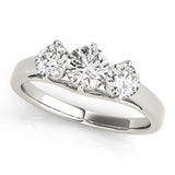 Devoted Three-Stone Round Diamond Engagement Ring — 9K/18K Gold & Platinum