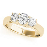 Resplendent Three-Stone Round Diamond Engagement Ring — 9K/18K Gold & Platinum