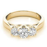 Resplendent Three-Stone Round Diamond Engagement Ring — 9K/18K Gold & Platinum