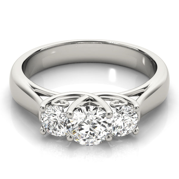 Resplendent Three-Stone Round Diamond Engagement Ring — 9K/18K Gold & Platinum