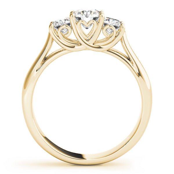 Resplendent Three-Stone Round Diamond Engagement Ring — 9K/18K Gold & Platinum