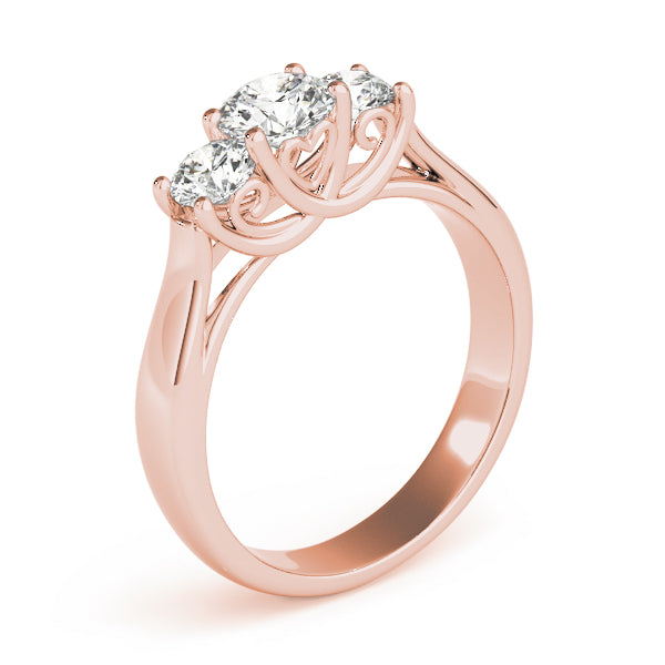Resplendent Three-Stone Round Diamond Engagement Ring — 9K/18K Gold & Platinum