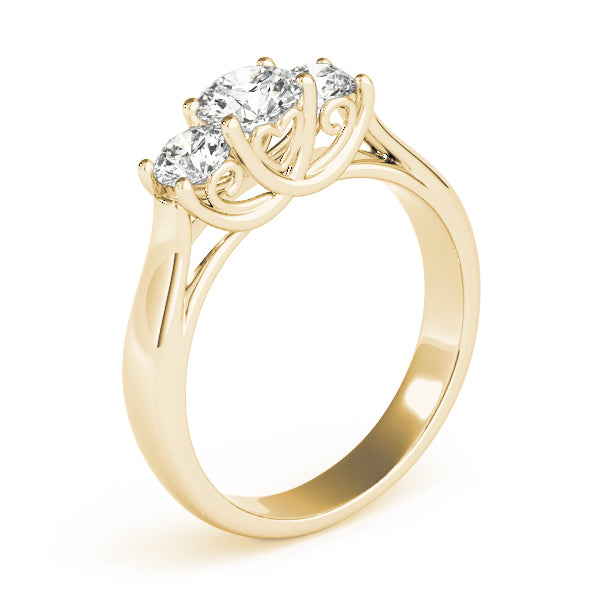 Resplendent Three-Stone Round Diamond Engagement Ring — 9K/18K Gold & Platinum