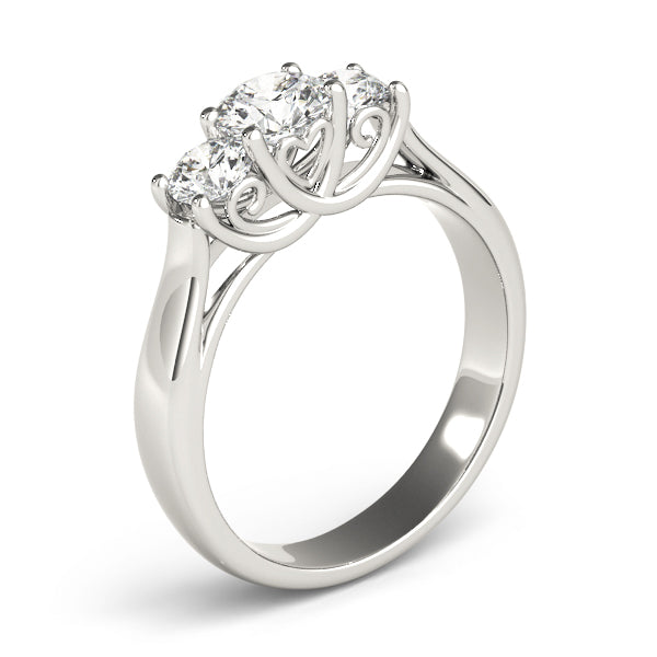 Resplendent Three-Stone Round Diamond Engagement Ring — 9K/18K Gold & Platinum