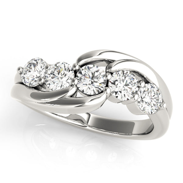 Prong Set Half Eternity Ring in Gold & Platinum