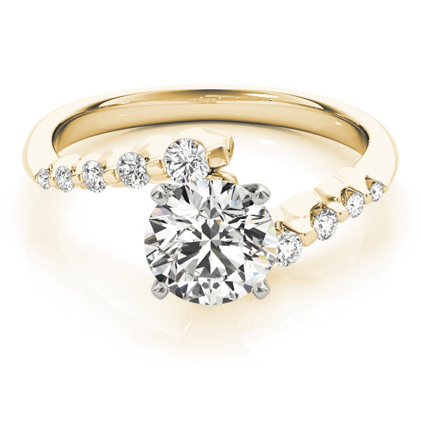 Vintage-Inspired Bypass Round Diamond Engagement Ring — 9K/18K Gold & Platinum