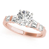 Refined Fancy Shape Baguette Remounts Round Diamond Engagement Ring — 9K/18K Gold & Platinum