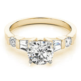 Refined Fancy Shape Baguette Remounts Round Diamond Engagement Ring — 9K/18K Gold & Platinum