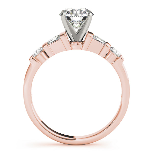 Refined Fancy Shape Baguette Remounts Round Diamond Engagement Ring — 9K/18K Gold & Platinum