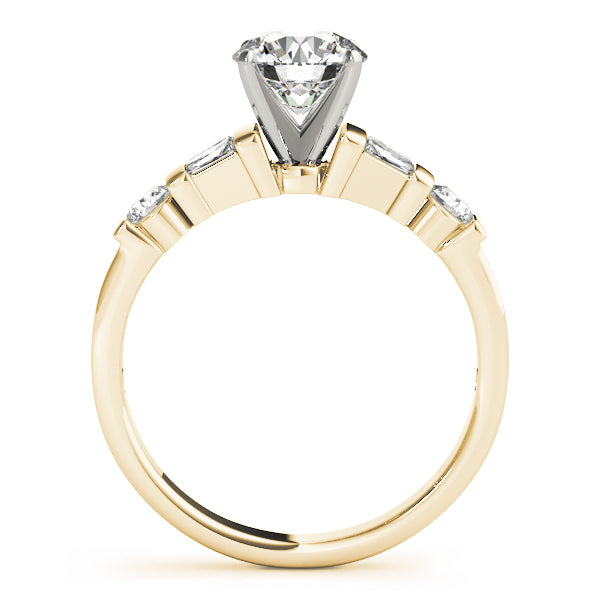 Refined Fancy Shape Baguette Remounts Round Diamond Engagement Ring — 9K/18K Gold & Platinum