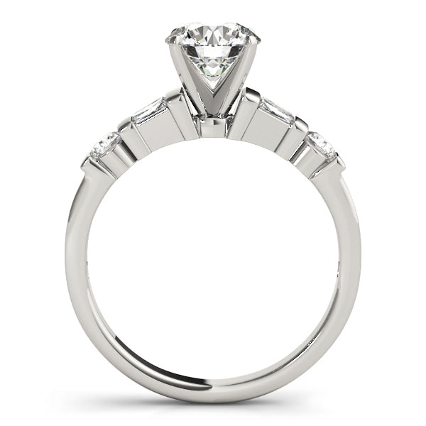 Refined Fancy Shape Baguette Remounts Round Diamond Engagement Ring — 9K/18K Gold & Platinum