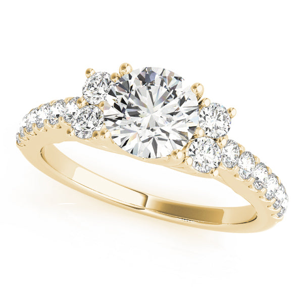 Artisan Cluster Sides Round Diamond Engagement Ring — 9K/18K Gold & Platinum