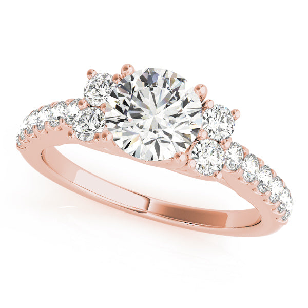 Artisan Cluster Sides Round Diamond Engagement Ring — 9K/18K Gold & Platinum
