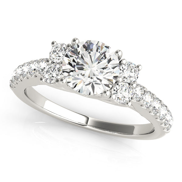 Artisan Cluster Sides Round Diamond Engagement Ring — 9K/18K Gold & Platinum