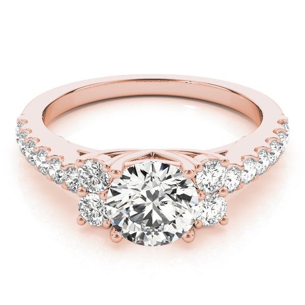 Artisan Cluster Sides Round Diamond Engagement Ring — 9K/18K Gold & Platinum