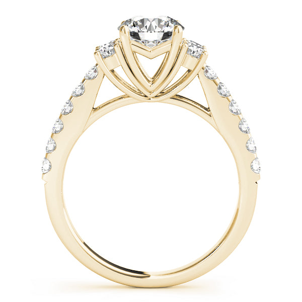 Artisan Cluster Sides Round Diamond Engagement Ring — 9K/18K Gold & Platinum