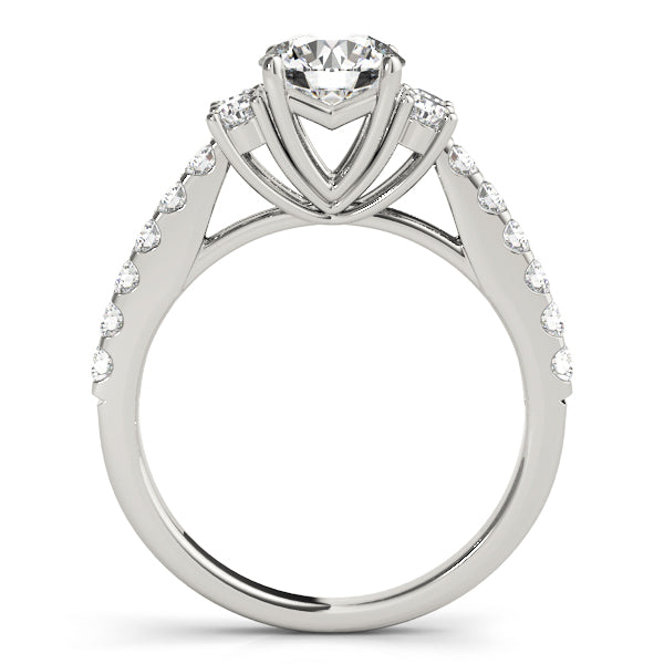 Artisan Cluster Sides Round Diamond Engagement Ring — 9K/18K Gold & Platinum