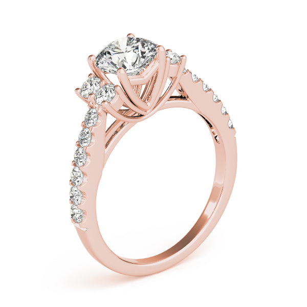 Artisan Cluster Sides Round Diamond Engagement Ring — 9K/18K Gold & Platinum