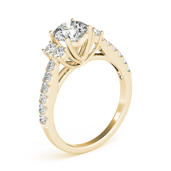 Artisan Cluster Sides Round Diamond Engagement Ring — 9K/18K Gold & Platinum