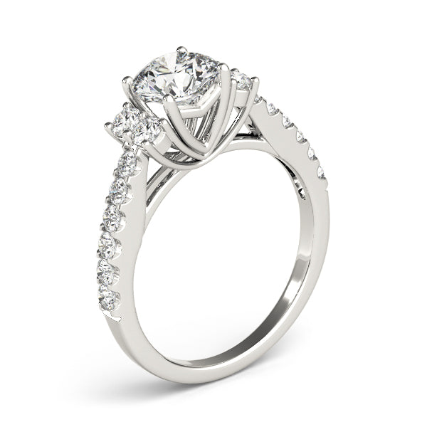 Artisan Cluster Sides Round Diamond Engagement Ring — 9K/18K Gold & Platinum