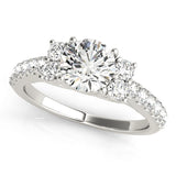Artisan Cluster Sides Round Diamond Engagement Ring — 9K/18K Gold & Platinum